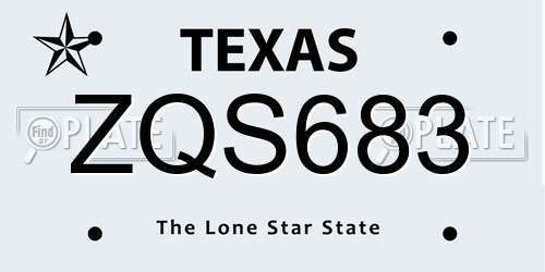 ZQS683 Texas License Plate