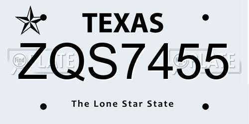 ZQS7455 Texas License Plate