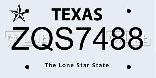 ZQS7488 Texas License Plate