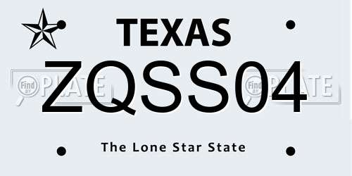 ZQSS04 Texas License Plate