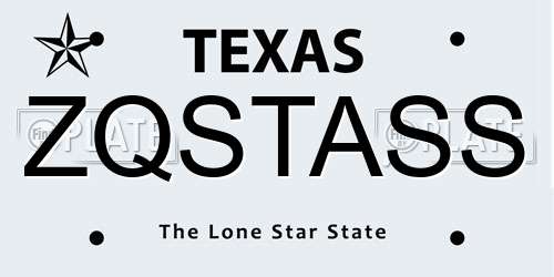 ZQSTASS Texas License Plate