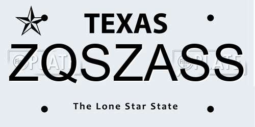 ZQSZASS Texas License Plate