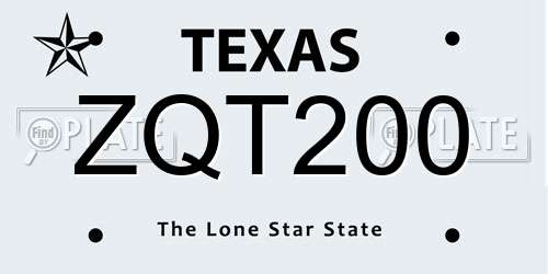 ZQT200 Texas License Plate