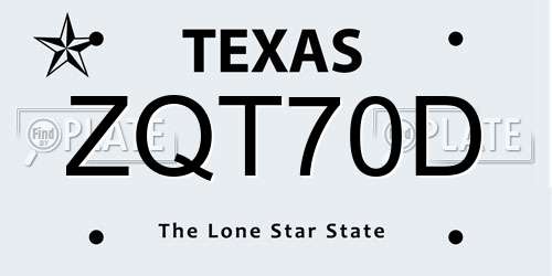 ZQT70D Texas License Plate