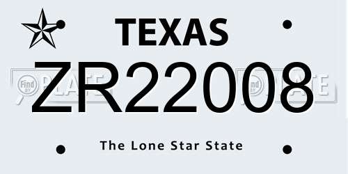 ZR22008 Texas License Plate