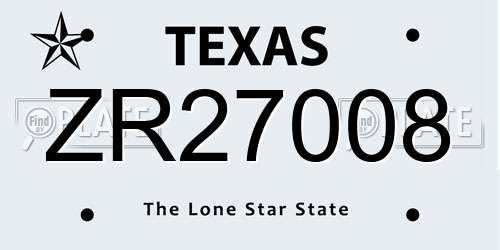 ZR27008 Texas License Plate
