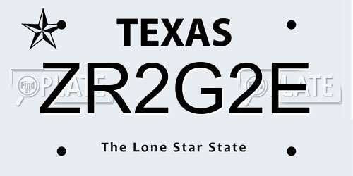 ZR2G2E Texas License Plate