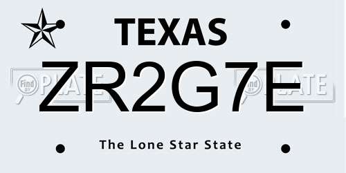 ZR2G7E Texas License Plate