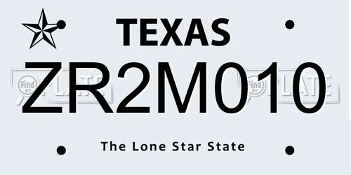 ZR2M010 Texas License Plate
