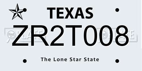 ZR2T008 Texas License Plate
