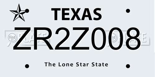 ZR2Z008 Texas License Plate