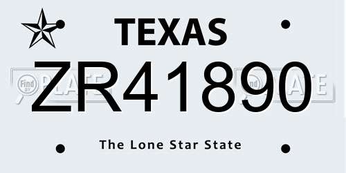 ZR41890 Texas License Plate