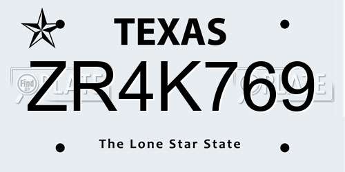 ZR4K769 Texas License Plate