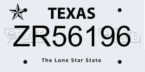 ZR56196 Texas License Plate