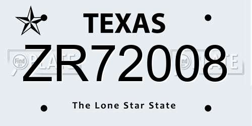 ZR72008 Texas License Plate