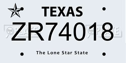 ZR74018 Texas License Plate