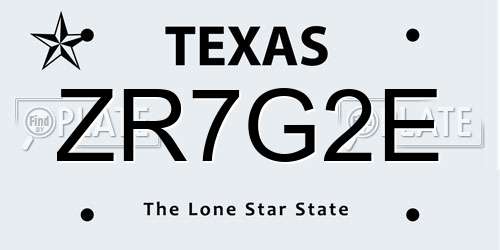 ZR7G2E Texas License Plate