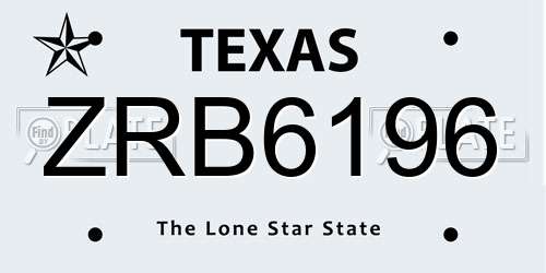 ZRB6196 Texas License Plate