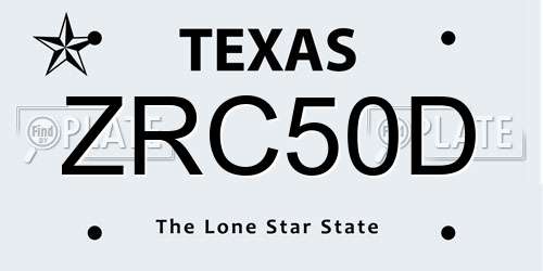 ZRC50D Texas License Plate