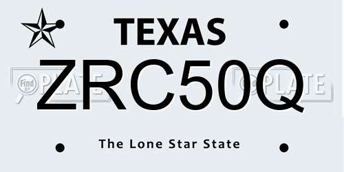 ZRC50Q Texas License Plate