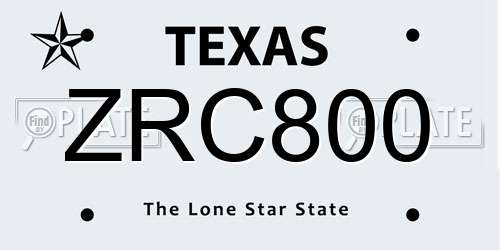 ZRC800 Texas License Plate
