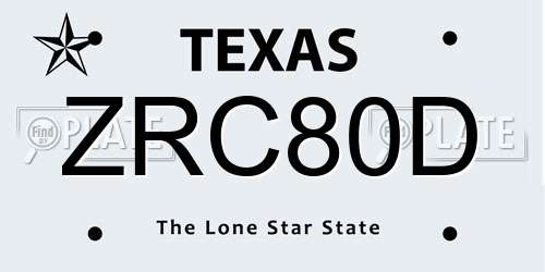 ZRC80D Texas License Plate