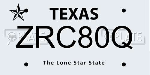 ZRC80Q Texas License Plate