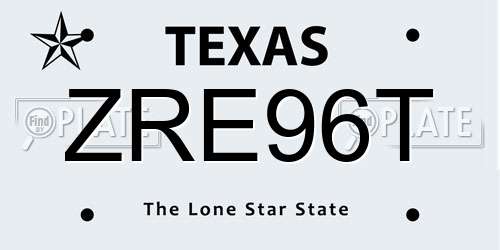 ZRE96T Texas License Plate