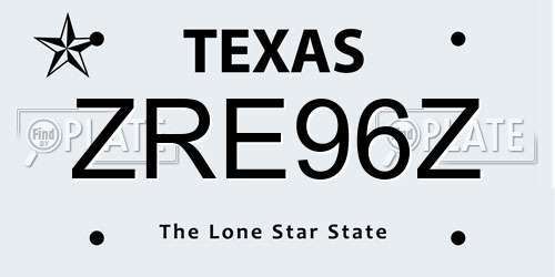 ZRE96Z Texas License Plate