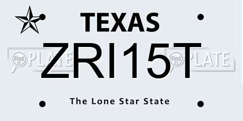 ZRI15T Texas License Plate