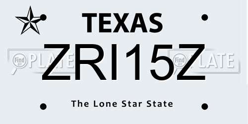 ZRI15Z Texas License Plate