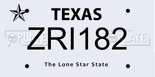 ZRI182 Texas License Plate