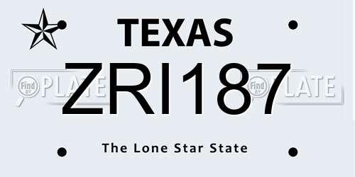 ZRI187 Texas License Plate