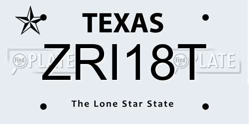 ZRI18T Texas License Plate