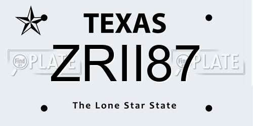 ZRII87 Texas License Plate