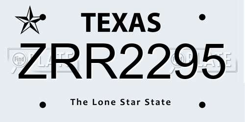 ZRR2295 Texas License Plate