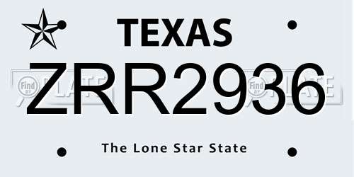 ZRR2936 Texas License Plate