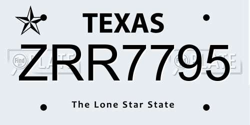 ZRR7795 Texas License Plate