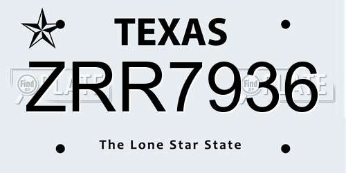 ZRR7936 Texas License Plate