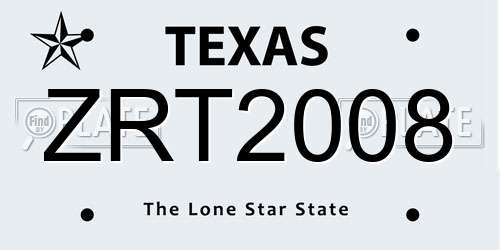 ZRT2008 Texas License Plate