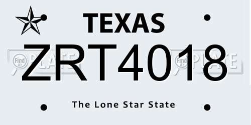 ZRT4018 Texas License Plate