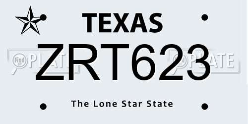 ZRT623 Texas License Plate