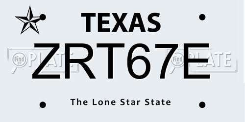 ZRT67E Texas License Plate