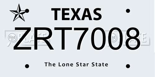 ZRT7008 Texas License Plate