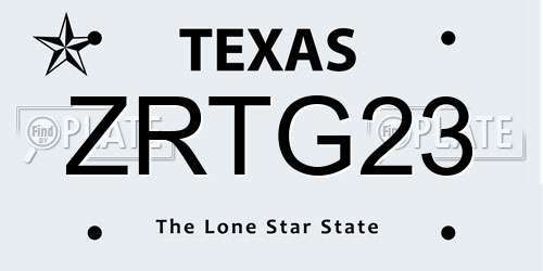 ZRTG23 Texas License Plate