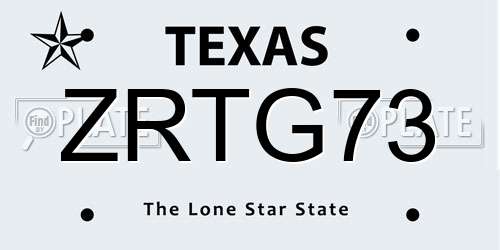 ZRTG73 Texas License Plate