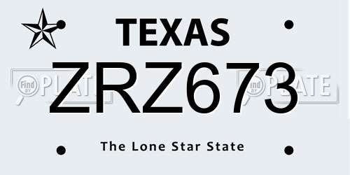 ZRZ673 Texas License Plate
