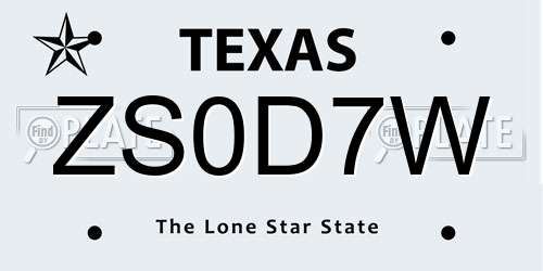 ZS0D7W Texas License Plate