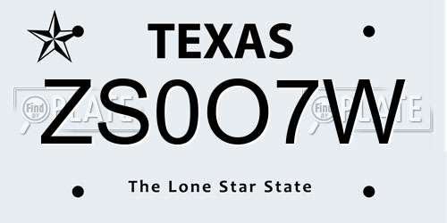 ZS0O7W Texas License Plate