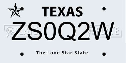 ZS0Q2W Texas License Plate
